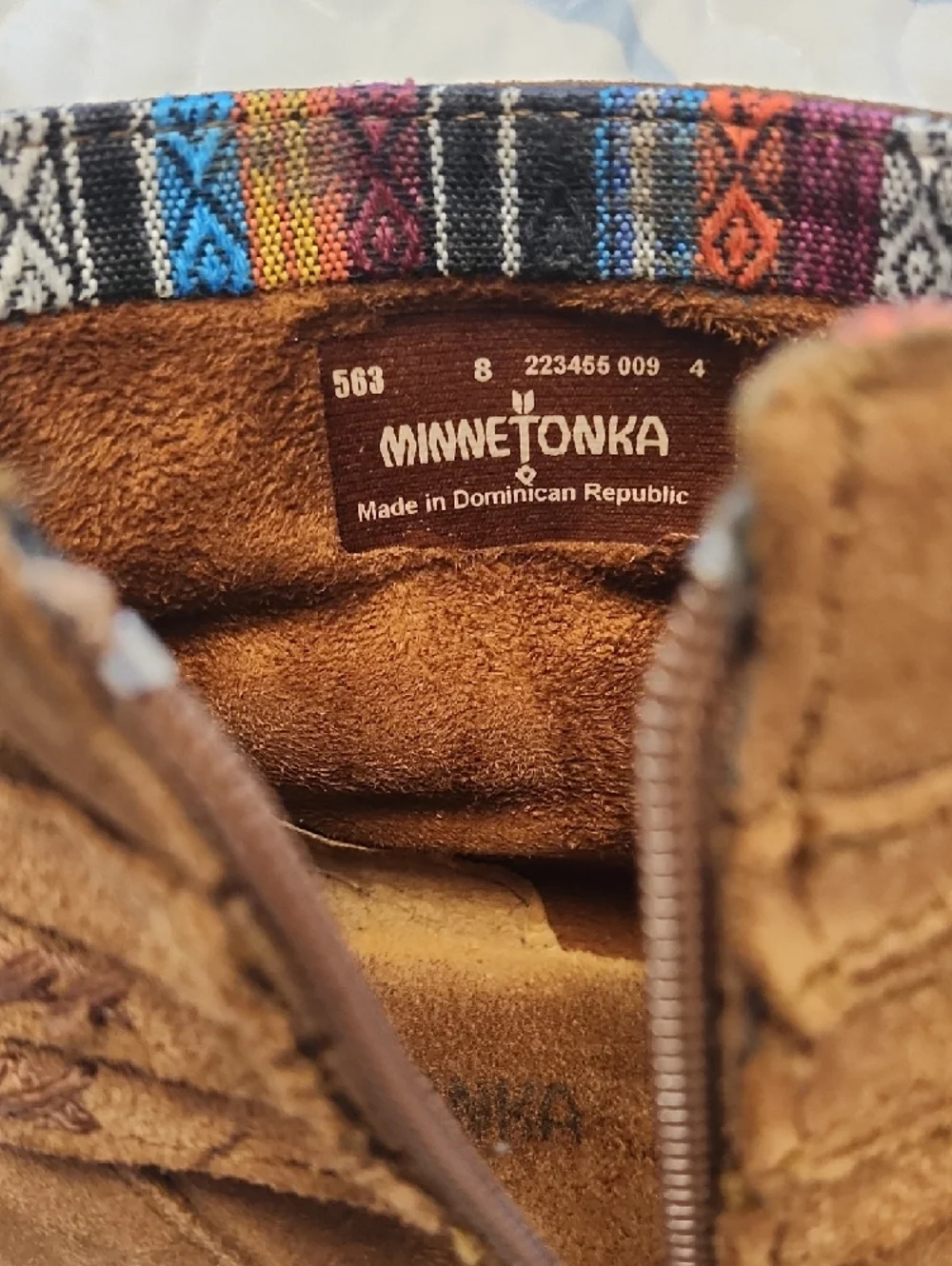 Minnetonka Brown Suede Braided Ankle Booties - Picture 3 of 5